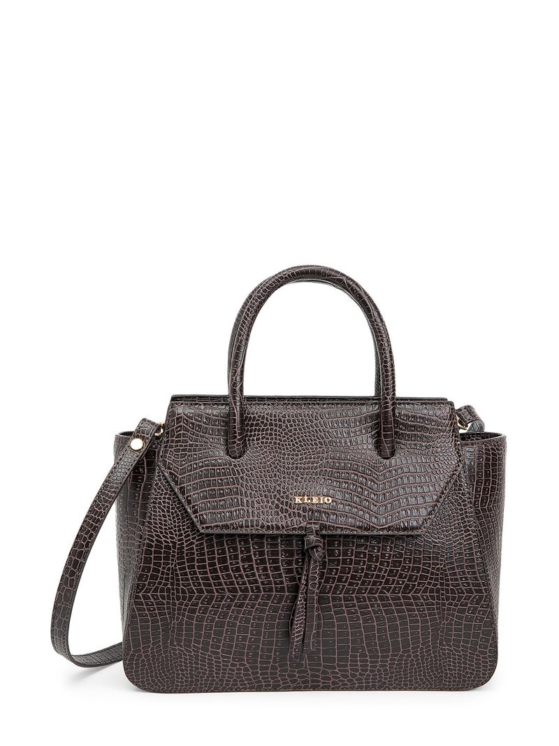 KLEIO Vegan Leather Handbag for Women & Girls - Croco Embossed Design - Image 1